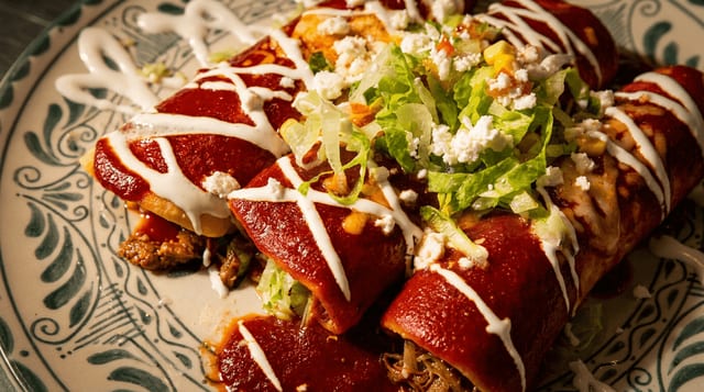 Enchiladas Rojas Barbacoa.